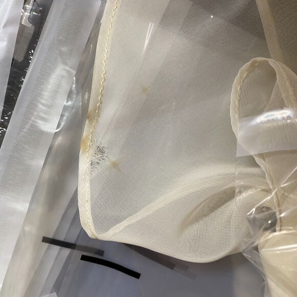 Vintage Dress Women 10 Beige Maxi Long Zipper Long Sleeve Ruffle Crew Neck - Picture 11 of 12